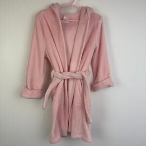 NWOT GAP Baby Girls Toddler Hooded Bear Ears Tie Pink Plush Bath Robe 4 Years